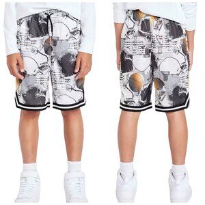 Old Navy Boys XXL Basketball Print Mesh Shorts Black White Orange